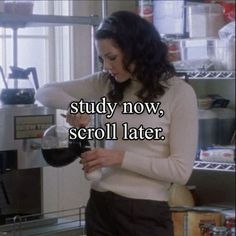 a woman holding a wine glass in her hand with the words study now, scroll later