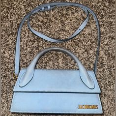 Slightly Used No Stains No Rips Designer Light Blue Shoulder Bag For Evening, Bags Jacquemus, Jacquemus Bags, Jacquemus Bag, Mini Bags, Blue Bags, Mini Bag, Color Blue, Bag Lady