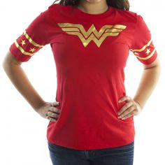 PRICES MAY VARY. 100% cotton, Juniors sizing Officially Licensed Juniors fit is a teenagers/young woman fit Woman Wonder Woman Justice League Logo Baseball Raglan T-shirt Wonder Woman Outfit, Wonder Woman Shirt, Wonder Woman Birthday, Woman T Shirt, Wonder Woman Logo, Wonder Woman Costume, Wonder Women, Shirts For Teens, Striped Sleeve