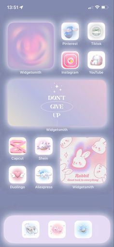 an iphone screen with different icons and buttons on the bottom right corner, including text that reads'i don't give up '