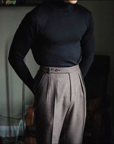 Black And Brown Outfit Mens, Classic Outfits Men, Turtle Neck Aesthetic, Black And Brown Aesthetic, Brown Combination, Formal Menswear, Find Instagram, Classic Menswear