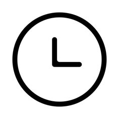 a black and white clock icon on a white background