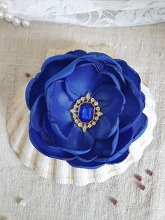 Blue Handmade Flower Wedding Hair Accessories, Blue Handmade Flower Hair Accessories For Weddings, Elegant Blue Wedding Brooches, Elegant Blue Brooch With Handmade Flowers, Blue Wedding Brooches With Handmade Flowers, Blue Flower Brooch For Wedding, Blue Corsage, Royal Blue Flowers, Dance Accessories