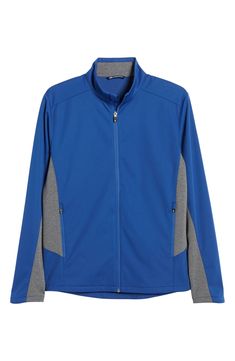 Weathertec synthetic fabric means performance comfort in a versatile jacket that resists rain and wind. 33 1/2" length Front zip closure with chin guard Stand collar Side-seam zip pockets Reflective logo enhances visibility in low light or at night Water- and wind-resistant 100% polyester Machine wash, dry flat Imported Blue Sports Outerwear With Zipper Closure, Functional Blue Outerwear With Zipper Closure, Functional Blue Fleece Jacket, Blue Technical Moisture-wicking Outerwear, Technical Blue Moisture-wicking Outerwear, Functional Moisture-wicking Blue Outerwear, Functional Blue Outerwear For Work, Functional Blue Moisture-wicking Outerwear, Blue Functional Moisture-wicking Outerwear