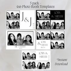 six black and white photo booth cards for photography