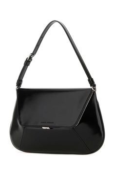 Black Leather Ami Shoulder Bag from Amina Muaddi Sleek Black Leather Flap Bag, Modern Black Flap Bag With Magnetic Closure, Black Evening Bag With Top Handle And Magnetic Closure, Elegant Black Baguette Bag With Magnetic Closure, Sleek Black Bag With Magnetic Closure, Sleek Black Shoulder Bag With Magnetic Closure, Sleek Black Bags With Magnetic Closure, Black Leather Baguette Bag With Magnetic Closure, Modern Black Leather Evening Bag