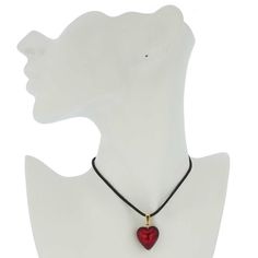 The unique beauty of Venice comes to life in this classic Murano Glass Heart Pendant. The perfect jewelry piece for everyday or a special day, this handcrafted ruby red heart pendant will make you feel elegant and stylish wherever your journey takes you. This Murano pendant also makes a wonderful gift for a special woman in your life. Measurements: The pendant measures 3/4 x 3/4 inch. It comes with an attractive velvet pouch, and the certificate of authenticity. Because each Murano Glass piece i Elegant Red Heart Pendant Jewelry, Heart-shaped Ruby Necklace For Gift, Elegant Heart-shaped Ruby Necklace, Elegant Ruby Necklace With Heart Charm, Ruby Heart Charm Jewelry, Red Heart Charm Necklace For Wedding, Classic Red Heart Pendant Jewelry, Red Heart Charm Jewelry For Anniversary, Red Heart Charm Jewelry For Wedding