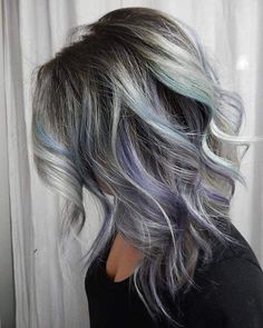 For fellow UNICORN TRIBE MEMBER @kattcolors today I used @fanola_usa 5.11 with 10vl and pulled her last colour out with Fanola Neutral and 40vl. Then after rinsing and drying I applied @sparkscolor Starlight Silver + @joico Light Purple she was left with hints of her old colour combination so I kept the Mermaid Blue and used it in the creation.... Platinový Blond, Purple Grey Hair, Blue Hair Highlights, Hair Highlights And Lowlights, Hair Color Pastel, Hair Color And Cut, Pastel Hair, Hair Collection