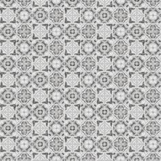 a gray and white tile pattern with an intricate design in the center, as well as circles