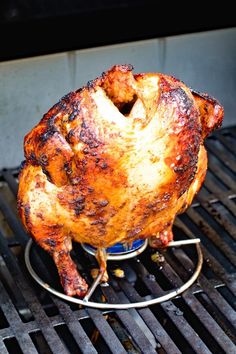 a whole chicken sitting on top of a grill