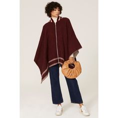 Red wool blend (98% Wool, 2% Nylon/Polyamide). Poncho. Three-quarter sleeves. Front zipper closure. 55" from shoulder to hemline. Imported. Wool Poncho, Charm School, Rent The Runway, Closet Designs, Red Wool, Quarter Sleeve, Three Quarter Sleeves, Rag & Bone, Three Quarter