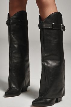 Exclusively at Anthropologie Leather upper, insole Rubber sole Pull-on styling Imported | x Anthropologie Buckle Foldover Boots by Matisse in Black, Women's, Size: 8, Leather/Rubber Isabel Marant Darizo Boots, Foldover Boots, Red Boots Women, Matisse Boots, Buckle Ankle Boots, Red Boots, La Fashion, Moto Boots, Womens Boots Ankle