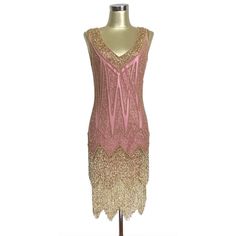 Elevate Your Holiday Style With The Decohaus's Stunning Pink And Gold 1920s Flapper Dress! This Dress Embodies The Glamour Of A Bygone Era. Gorgeous Pink And Gold 1920s Style Flapper Dress, Perfect For The Upcoming Holiday Seasons! Very Nice Material, Well Made, And Actually Significantly Heavy. Size Xs - Bust 32", Waist 30", Hips 38", Length 37" (It Fit Me Perfectly And My Waist Is 25, Hips 36) So It Can Go Below This Size For The Iconic Flapper Drape, Or Up To For An Even More Body Con Fit. Ta Elegant Pink Dresses For Vintage Events, Light Pink Flapper Dress, Vintage Fitted Embellished Flapper Dress, Pink Vintage Sequin Dress, Pink Flapper Dress, Vintage Pink Sequin Dress, Pink 1920's Dress, 1920s Beaded Fitted Flapper Dress, Vintage Pink Sequined Dresses