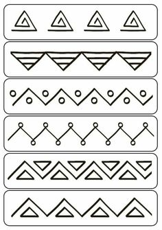 four different lines that have been drawn in the same style, each with different shapes and sizes