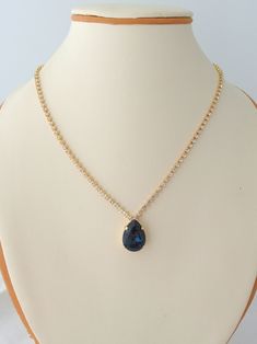 "Navy blue Swarovski rhinestone necklace, Bridal necklace, Bridesmaids gift, Rhinestones necklace, Pendant necklace, Silver or gold, dark blue THIS NECKLACE CAN BE CUSTOM MADE IN OTHER STONE COLORS AND PLATING. PLEASE CONTACT ME. Delictae an so refined. Beautiful navy blue SWAROVSKI crystal - so elegant and refined. This necklace will fit any outfit, day or night and would be a great bridal necklace as well as bridesmaid's gift. The chain is all made of tiny clear crystals soldered to a teardrop Teardrop Rhinestone Necklace As Gift, Rhinestones Necklace, Bridemaids Gifts, Pendant Necklace Silver, Necklace Bridal, Swarovski Necklace, Blue Pendant, Bridesmaid Necklace, Sapphire Necklace