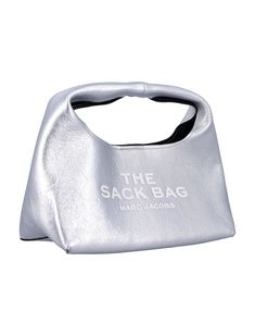 Metallic Mini Sack Bag from Marc Jacobs Silver-tone Hardware Pouch Bag For Shopping, Chic Pouch Bag With Silver-tone Hardware, Rectangular Travel Bucket Bag With Silver-tone Hardware, Modern Bags With Silver-tone Hardware For Errands, Silver Bucket Bag With Dust Bag, Shopping Tote Bag With Silver-tone Hardware, Silver-tone Hardware Tote Bag, Bucket Bag With Silver-tone Hardware For Errands, American Fashion Designers