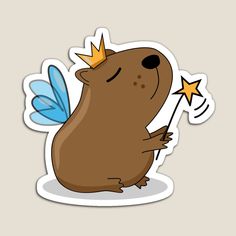 a beaver with a crown on its head holding a star