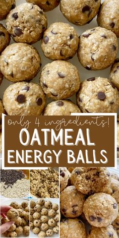 Oatmeal energy balls need only 4 ingredients Oatmeal Energy Balls, No Bake Oatmeal, Oatmeal Balls, Cookie Ingredients, Healthy Protein Snacks, Energy Ball Recipe, Oatmeal Cookie, Energy Snacks, Healthy Sweets Recipes