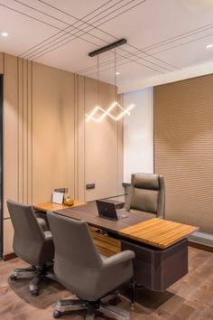 an empty conference room with chairs and a table