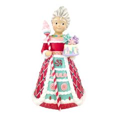 Shop For Sweet Shoppe Mrs Claus with Staff at Michelle's aDOORable Creations Gingerbread Candle, Ballerina Ornaments, Christmas Tabletop Decor, Lantern Candle Decor, Halloween Ribbon, Christmas Sweets, Small Figurines, Sweet Shop, Christmas Collectibles