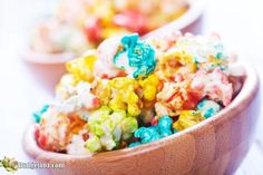 two bowls filled with different colored cereal