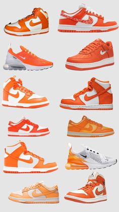 orange nike shoes Nike Shoes Orange, Sick Shoes, Nike Orange, Orange Jordans, Orange Nike Shoes, Orange Jordan, Air Jordans Women, Orange Sneakers, White Nike Shoes