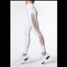 Sooo Sexy!! Bnwt :) Alo Yoga Fitted Yoga Pants, White Alo Yoga Activewear For The Gym, White High Stretch Activewear By Alo Yoga, White Summer Bottoms For Pilates, White Bottoms For Pilates In Summer, White Summer Pilates Bottoms, White Summer Workout Leggings, White Workout Leggings For Summer, Alo Yoga Leggings