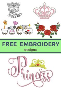 embroidery designs with the words princess on it