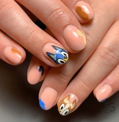 'Bluey' is as beloved by parents as it is by kids, because no other kids' show is quite as funny or heartfelt. These Bluey nails will delight adult super fans. Gender Reveal Nails, Nail Shapes Square, Simple Gel Nails, Pearl Nails