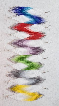 a close up of a piece of cloth with different colored thread on it and some scissors in the background