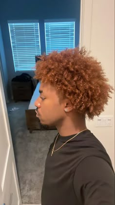 Black Ginger Hair Men, Dark Ginger Hair Men, Ginger Hair Color Men, Dyed Afro Men, Black Men With Dyed Hair, Dyed Hair Men Black, Ginger Black Man