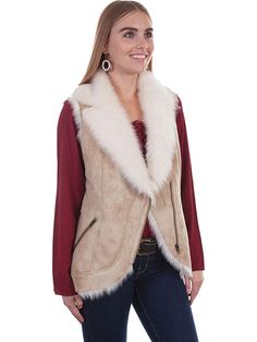 Faux fur vest scully leather American West Handbags, Flannel Vest, Faux Shearling Vest, Suede Cardigan, Boho Vest, Shearling Vest, Faux Fur Vest, Faux Fur Vests, Outerwear Vest