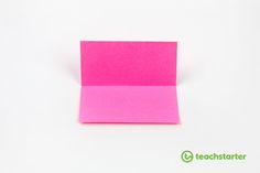 a pink piece of paper on a white background with the word techstarter written below it