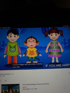 a computer screen with an image of two children and the words if you are happy on it