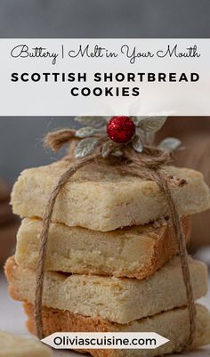 scottish shortbread cookies stacked on top of each other