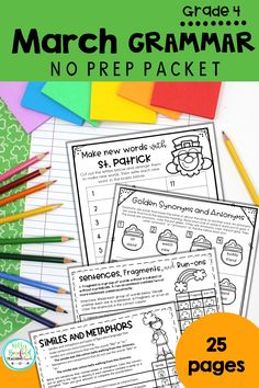 the march no prep packet for 3rd grade students to practice their math skills and reading