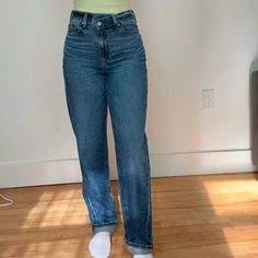 Brand New-Great Condition (Worn Only For Initial Try On And Listing Images) Size 2 - Regular Medium Wash - Stretchier For Jeans But Not Jeggings! I Had To Roll Up The Bottom Because They Were Long On Me But Can We Worn Normally. (Material: 100% Cotton) Smoke Free Home! Jean Color, American Eagle Outfitters Jeans, We Wear, Comfy Outfits, Roll Up, Colored Jeans, Try On, Jeggings, Straight Jeans