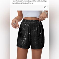 Nwot Women’s Sequined Shorts. Size Xs 805 Casual Black Sequined Bottoms, Casual Party Shorts With Sequins, Casual Sequined Shorts For Party, Casual Sequined Bottoms For Summer, Trendy Black Sequined Bottoms, Trendy Short Pants For Party, Trendy Short Length Party Pants, Summer Sequin Bottoms For Date Night, Sequin Bottoms For Summer Date Night