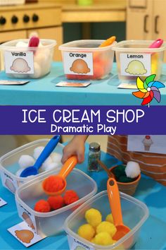 an ice cream shop dramatic play activity for kids