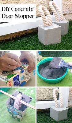 diy concrete door stopper is an easy project for kids to do with their backyard