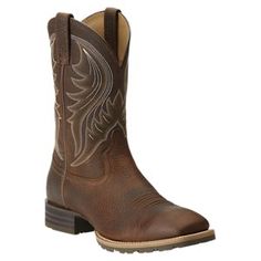 Ariat Hybrid Rancher Wide Square Toe Western Boots for Men - Distressed Oiled Rowdy - 10.5 W Ariat Mens Boots, Square Toe Cowboy Boots, Square Toe Western Boots, Cowboy Boots Square Toe, Western Boots For Men, Ariat Boots, Fashionable Snow Boots, Horse Boots, Mens Cowboy Boots