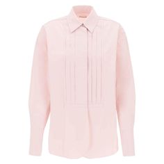 Pink Organic Cotton Tuxedo Shirt JIL SANDER JOHN JULIA. Jill Sander, Cotton Crop Top, Tuxedo Shirts, Pink Brand, Yellow Leather, Asymmetrical Tops, Crop Top Blouse, Shirt Sale, Jil Sander