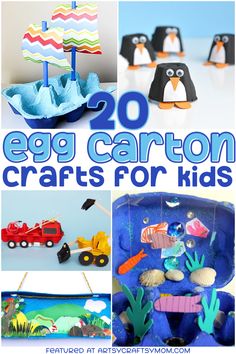 20 egg carton crafts for kids that are easy to make and great for learning