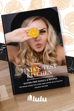 a woman holding an orange slice in front of her face with the title ninja's test kitchen