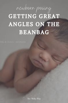 a baby laying on top of a blanket with the caption getting great angles on the beanbag