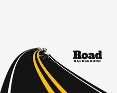 a road with yellow lines and the words road background written in black on white paper