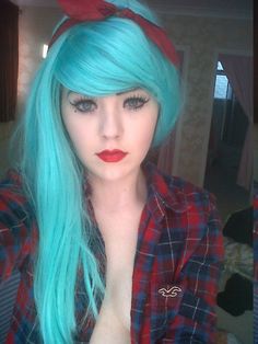 Vintage Housewife, Teal Hair, Halloween Hair, Emo Girls