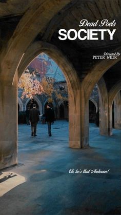 a book cover with two people walking through an archway