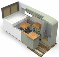 an image of a small kitchen with wood counter tops