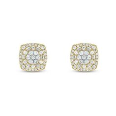 A classic style, these diamond stud earrings are a smart choice for day or night. Created in 10K yellow gold, each earring showcases round-shaped composite diamonds. Radiant with 1/2 ct.of natural diamonds and a bright polished shine, these earrings secure comfortably with a push back closure. | Belk & Co 1/2 ct. t.w. Diamond Stud Earring In 10K Yellow Gold Classic Diamond Cluster Earrings In Gold, Classic Gold Diamond Cluster Earrings, Yellow Gold Baguette Diamond Earrings, Classic Cluster Earrings With Single Cut Diamonds, Formal Yellow Gold Cluster Earrings With Single Cut Diamonds, Dazzling Yellow Gold Diamond Earrings With Accents, Yellow Gold Cluster Earrings With Diamond Accents, Classic Diamond Cluster Earrings For Anniversary, Classic Diamond Cluster Earrings